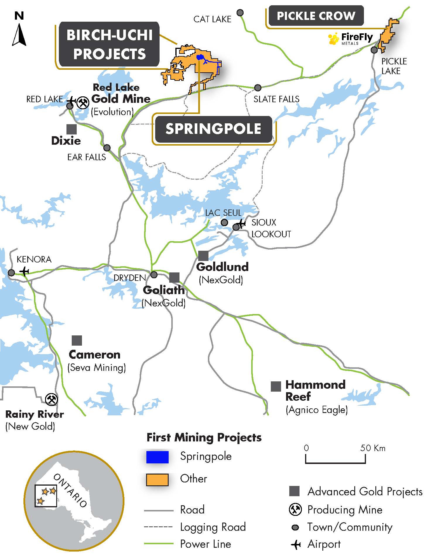 Springpole map First Mining Finance Corp