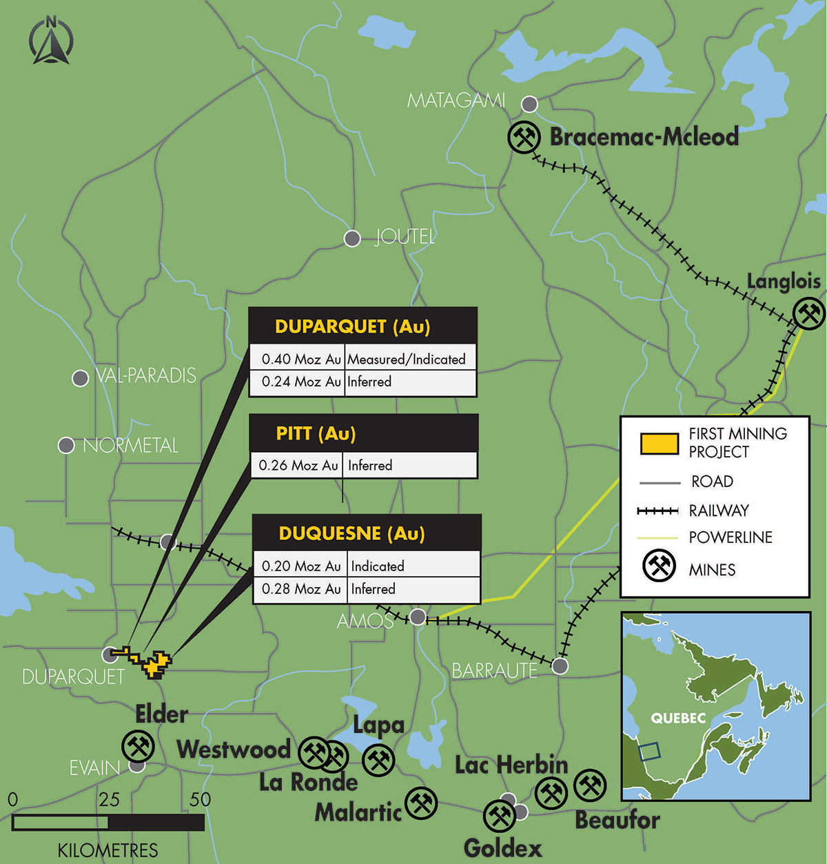 Duquesne, Duparquet & Pitt Projects Map
