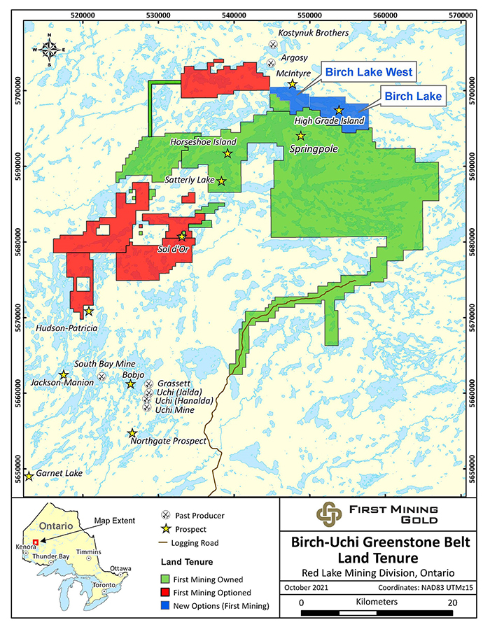 First Mining Land Tenure Around Springpole Gold Project